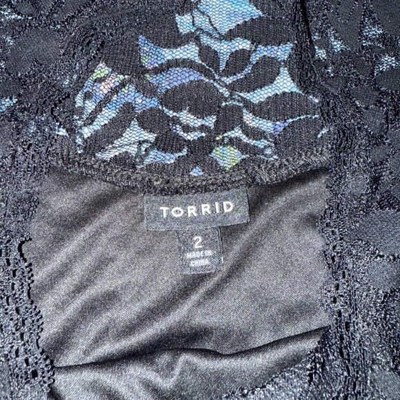 Stretch Lace And Mesh Crew Neck Long Sleeve Top - Picture 5 of 6